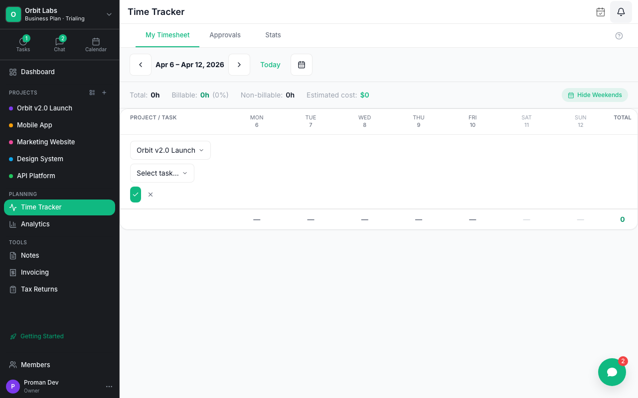 Proman manual time entry form